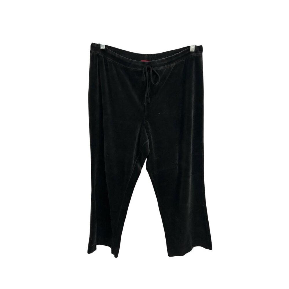 Zena Jeans Pull On Velour Lounge Pants Black Sz XL Drawstring Elastic Waist Cozy